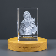 St. Catherine of Siena Crystal Recognition Award - A Soul on Fire with Free LED Light Base