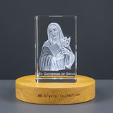 St. Catherine of Siena 3D Engraved Crystal Recognition Award — Made in Canada