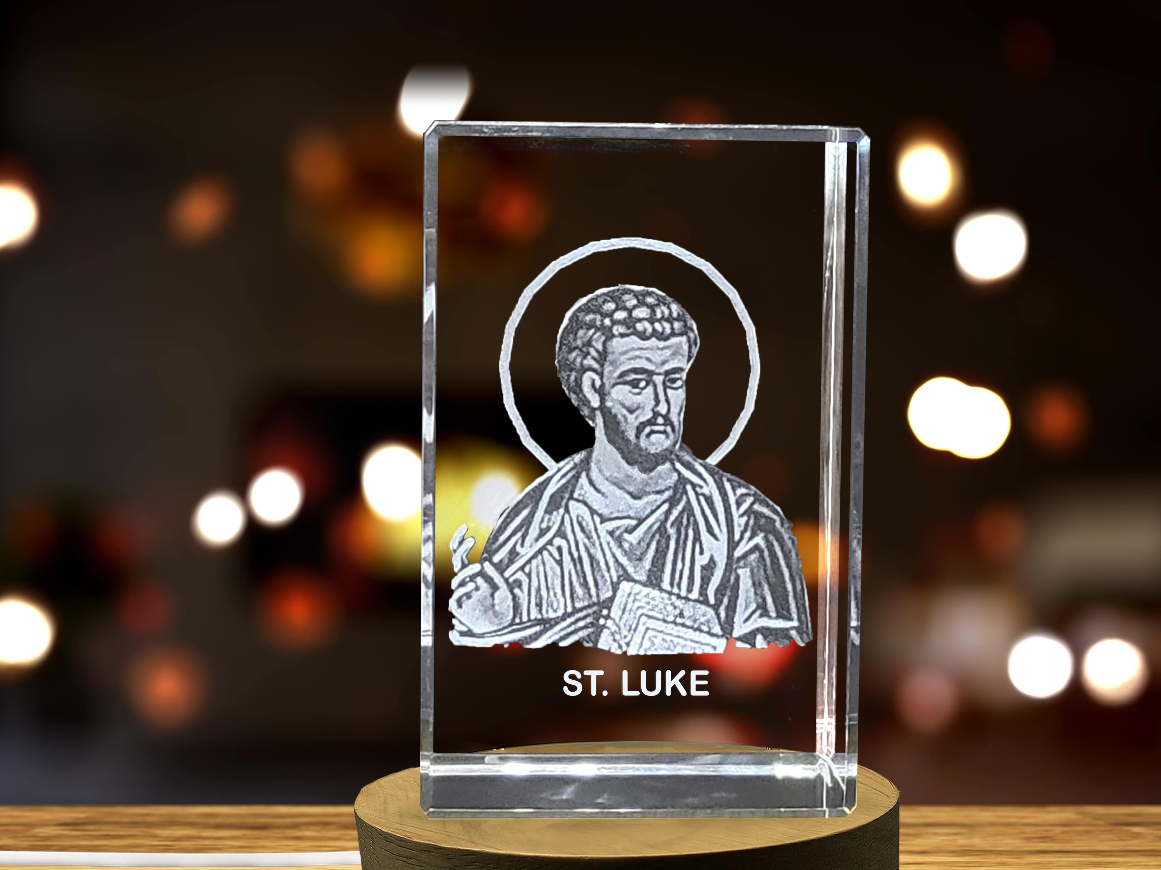 St. Luke | Patron Saint of Artists and Physicians Gift | Religious 3D Engraved Crystal A&B Crystal Collection