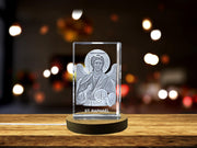 St. Raphael | Patron Saint de la guérison et des voyageurs Cadeau | Crystal gravé 3D religieux