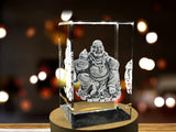 Chinese Buddha 3D Engraved Crystal Keepsake with LED Base Light A&B Crystal Collection