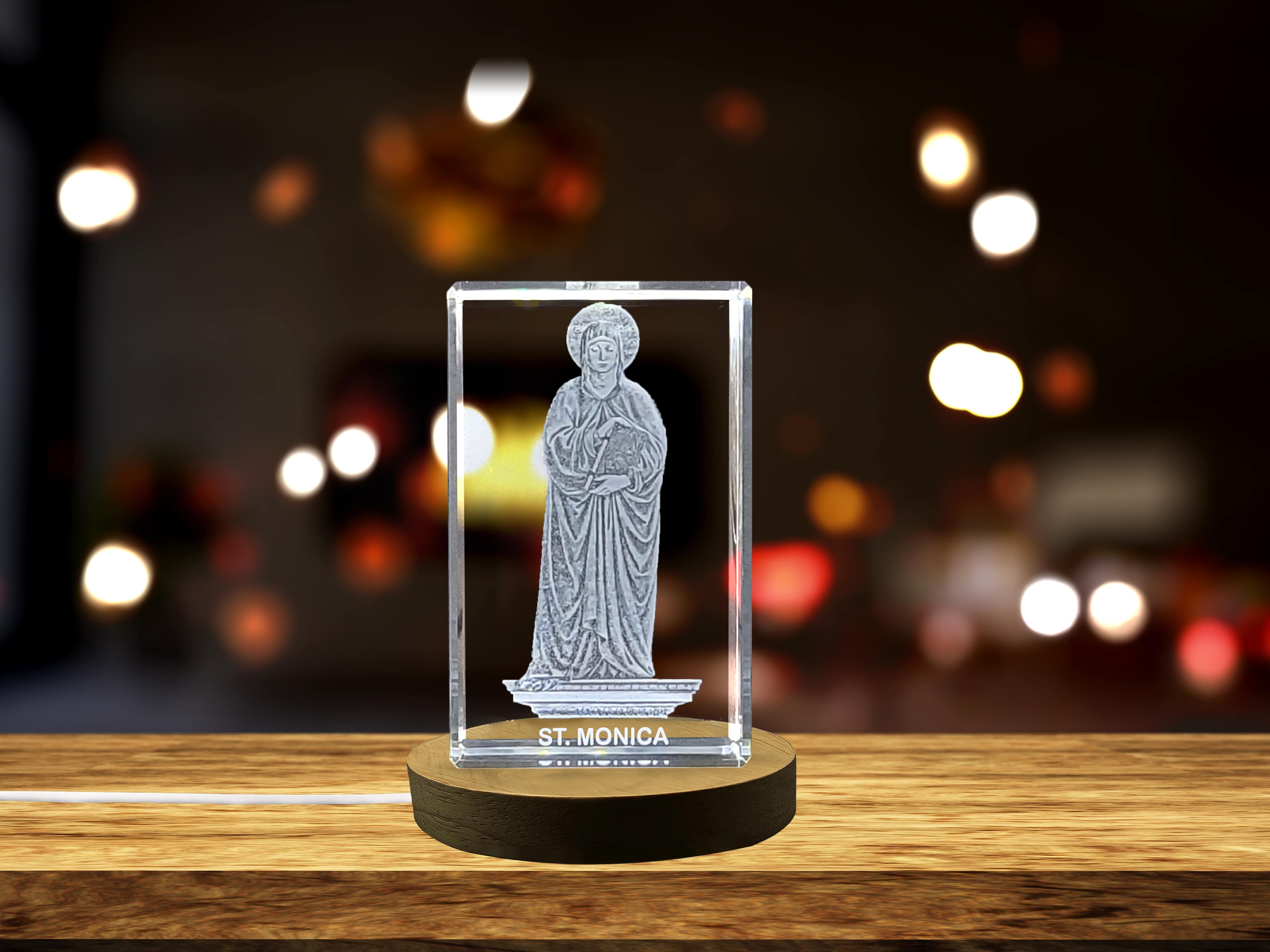 St. Monica| Patron Saint of Mothers and Difficult Marriages Gift | Religious 3D Engraved Crystal A&B Crystal Collection