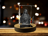 3D Crystal Jesus Figurine Statue with LED Light - Immersive Religious Inspiration A&B Crystal Collection