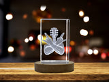 Unique 3D Engraved Crystal with Crossed Hands Rock n Roll Gesture and Guitar Design - Perfect Gift for Music Lovers