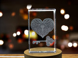 Heart, Key and Lock 3D Engraved Crystal 3D Engraved Crystal Keepsake/Gift/Decor/Collectible/Souvenir A&B Crystal Collection