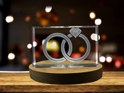Anneaux de mariage liés 3D Crystal gravé | KeepSake à cristal gravé 3D | Mariage | Couple | Mariage