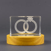 Bonded Wedding Rings 3D Engraved Crystal Keepsake Award — Made in Canada