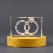 Recognition Bonded Wedding Rings - 3D Engraved Crystal Keepsake Award for Couples