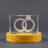 Recognition Bonded Wedding Rings - 3D Engraved Crystal Keepsake Award for Couples