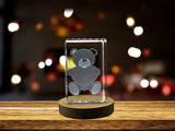 Cute Teddy Holding a Heart 3D Engraved Crystal 3D Engraved Crystal Keepsake/Gift/Decor/Collectible/Souvenir
