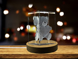 Cute Teddy Holding a Heart 3D Engraved Crystal 3D Engraved Crystal Keepsake/Gift/Decor/Collectible/Souvenir A&B Crystal Collection