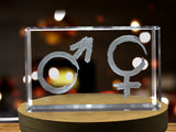 Gender Symbols 3D Engraved Crystal Keepsake - Unique 3D Engravings for Decor and Gifts A&B Crystal Collection