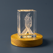 Recognition Hand In Hand 3D Engraved Crystal Trophy Award - Unique Keepsake for Love & Memories
