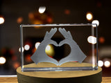 Hands Forming a Heart 3D Engraved Crystal 3D Engraved Crystal Keepsake/Gift/Decor/Collectible/Souvenir A&B Crystal Collection