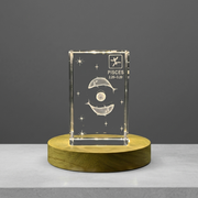 Pisces Zodiac Recognition Crystal Trophy Award - 3D Engraved Keepsake with Free LED Base Light