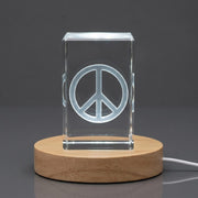 3D Engraved Peace Sign 3D Engraved Crystal Trophy Award — Made in Canada