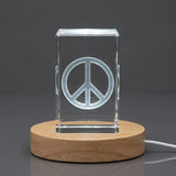 3D Engraved Peace Sign 3D Engraved Crystal Trophy Award — Made in Canada