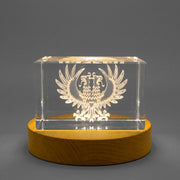 Double-Headed Eagle 3D Engraved Crystal Award — Made in Canada