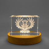 Double-Headed Eagle 3D Engraved Crystal Award — Made in Canada - Custom Award From A&B Crystal Collection