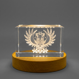 Double-Headed Eagle Recognition 3D Engraved Crystal Award with LED Base Light - Elegant Decor - Custom Award From A&B Crystal Collection