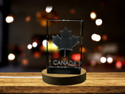 Maple Leaf Canada 3D Engraved Crystal 