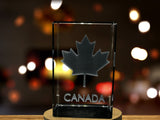 Maple Leaf Canada 3D Engraved Crystal Keepsake - Unique Gift & Home Decor - Made in Canada A&B Crystal Collection