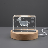 Aries Zodiac Sign Recognition 3D Engraved Crystal Trophy Award with LED Base Gift
