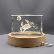 Recognition Cancer Zodiac Sign 3D Engraved Crystal Trophy Award with LED Base - Unique Keepsake