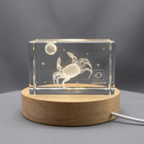 Recognition Cancer Zodiac Sign 3D Engraved Crystal Trophy Award with LED Base - Unique Keepsake
