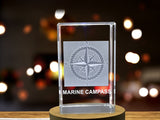 Navigating History | Marine Compass 3D Engraved Crystal A&B Crystal Collection