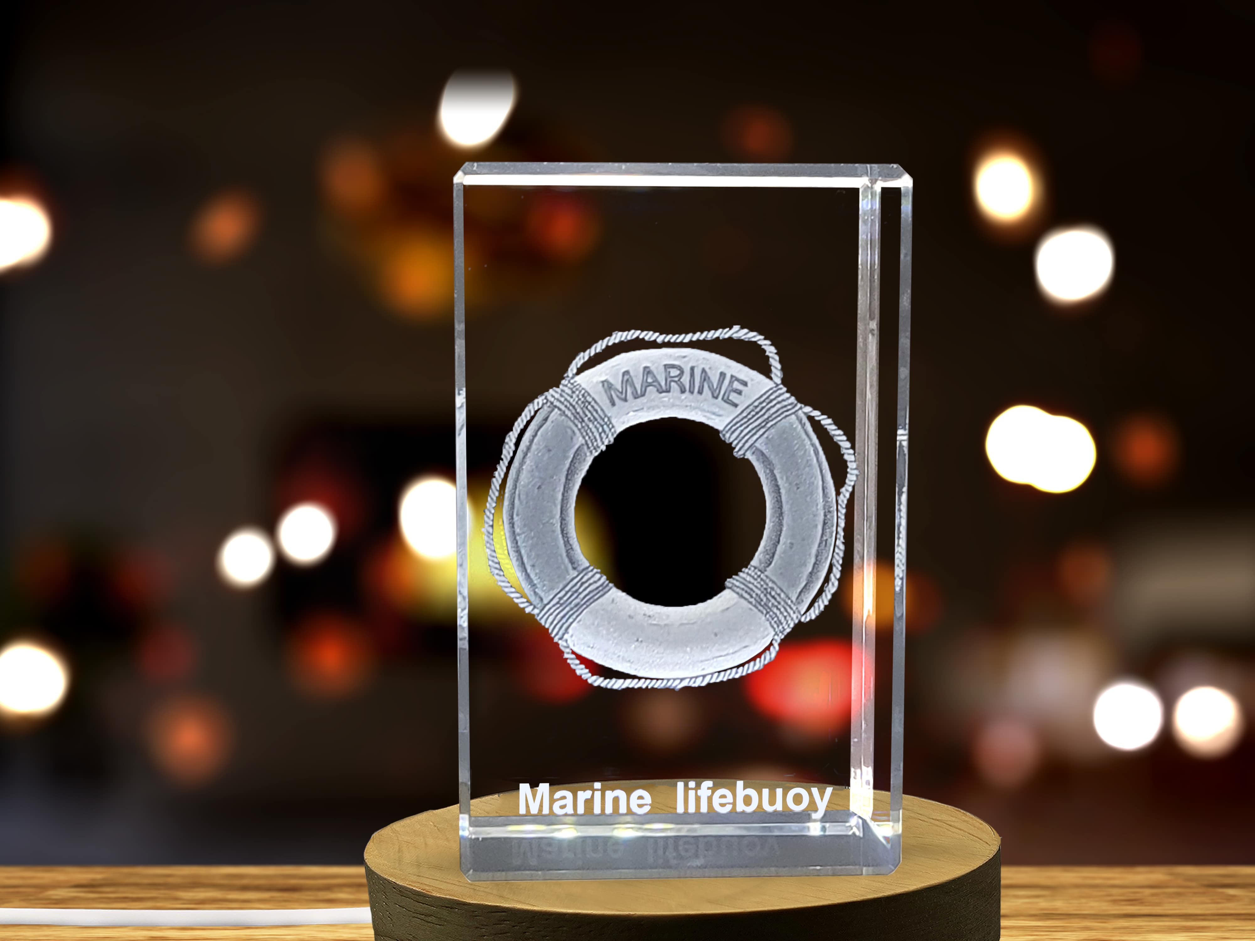A Beacon of Hope | Marine Lifebuoy 3D Engraved Crystal A&B Crystal Collection