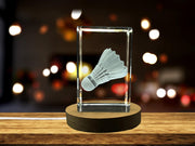 3D Engraved Badminton Crystal Keepsake - Illuminate Your Space with Art