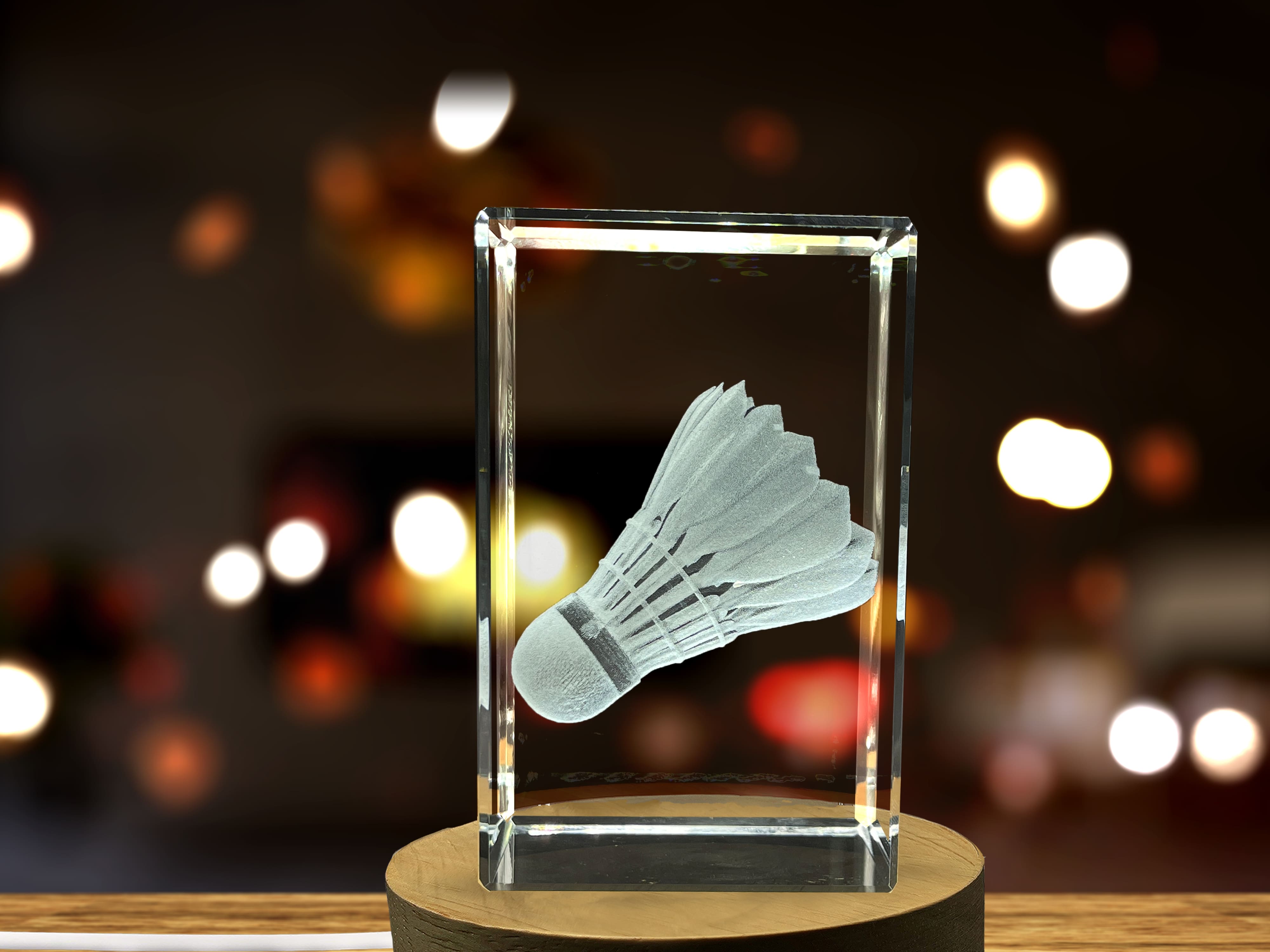 3D Engraved Badminton Crystal Keepsake - Illuminate Your Space with Art A&B Crystal Collection