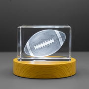 American Football Recognition Trophy | 3D Engraved Crystal Keepsake with LED Base Light