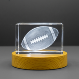American Football Recognition Trophy | 3D Engraved Crystal Keepsake with LED Base Light