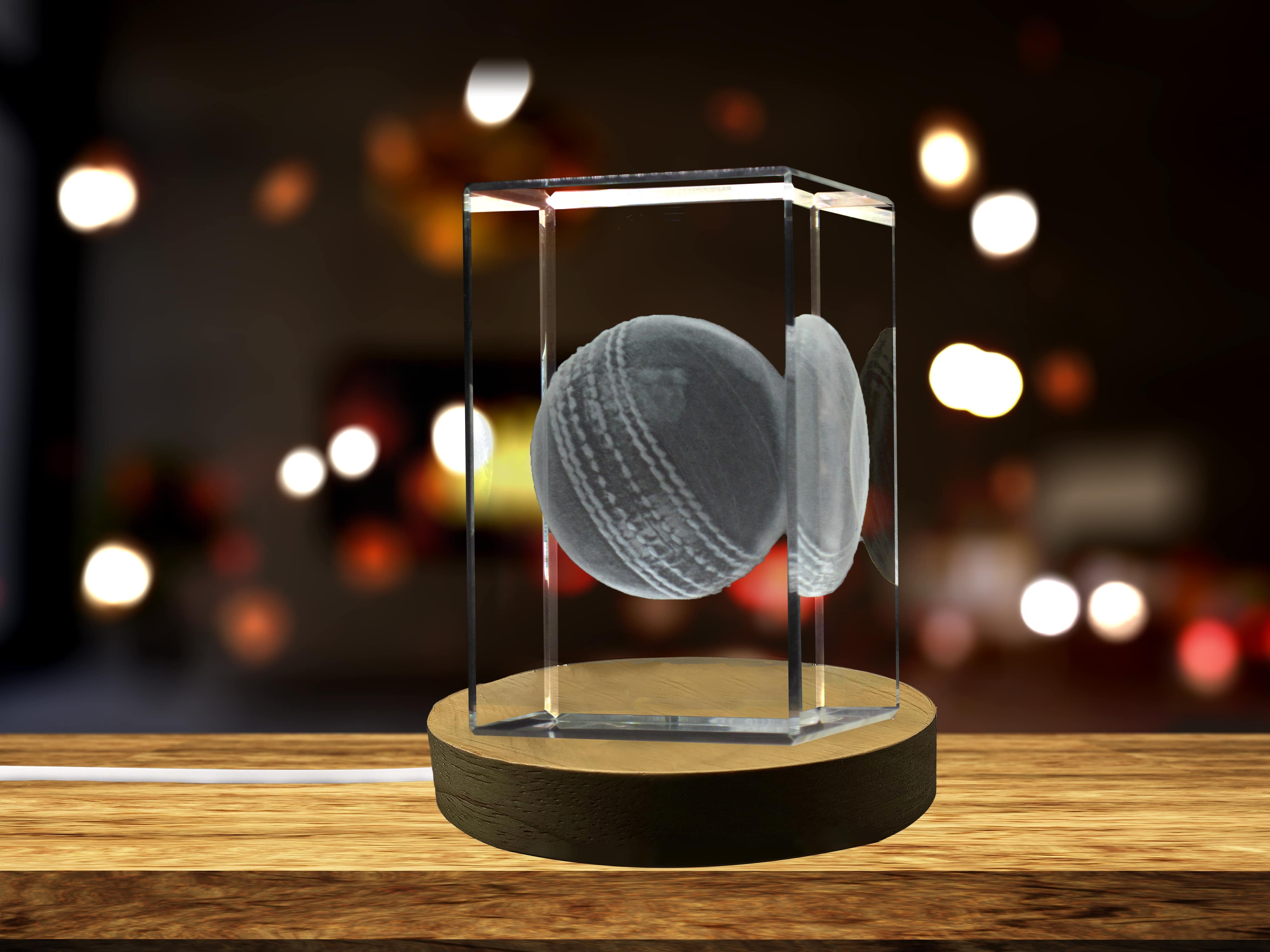 Cricket Ball 3D Engraved Crystal | 3D Engraved Crystal Sport A&B Crystal Collection