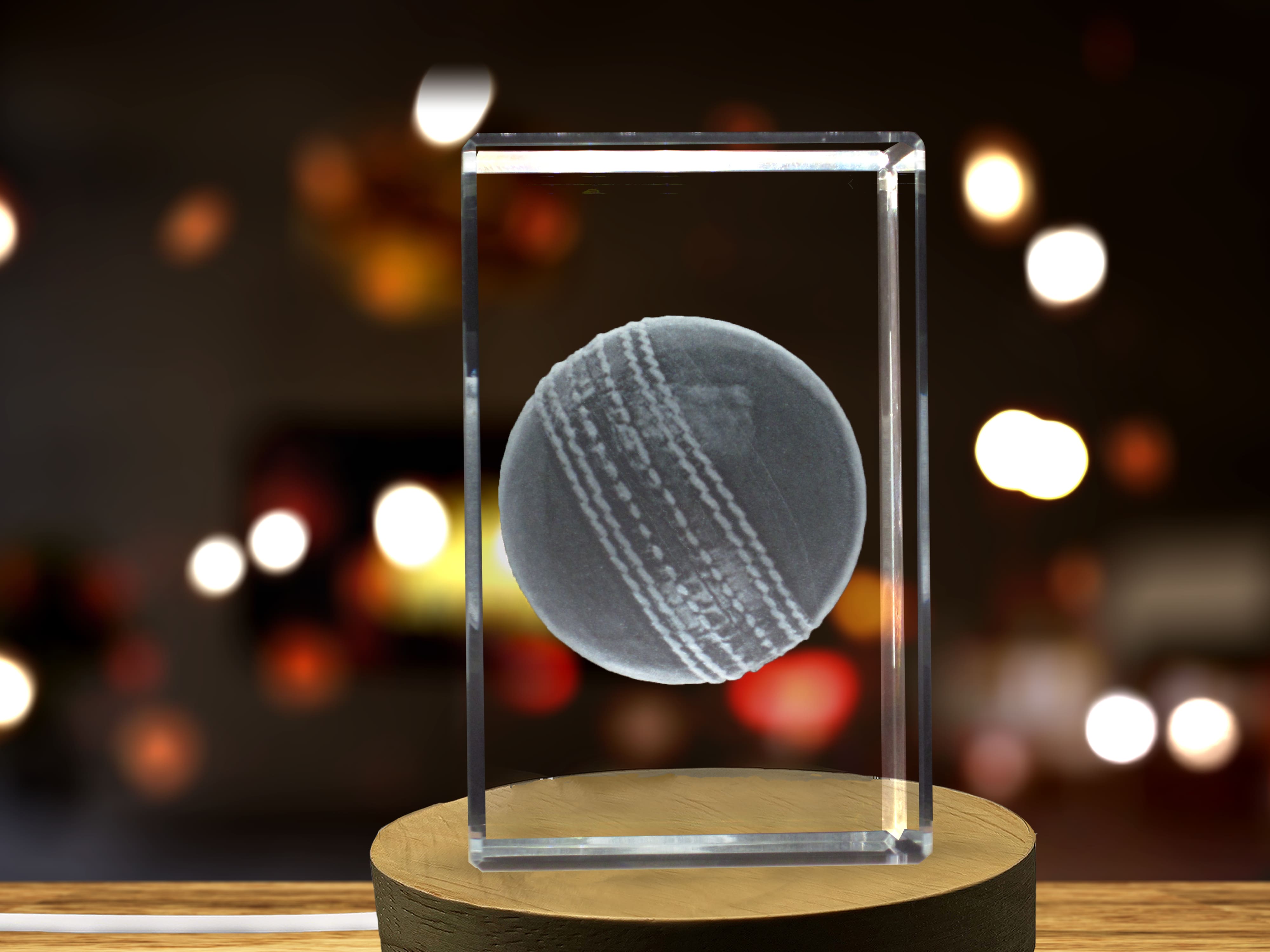 Cricket Ball 3D Engraved Crystal | 3D Engraved Crystal Sport A&B Crystal Collection