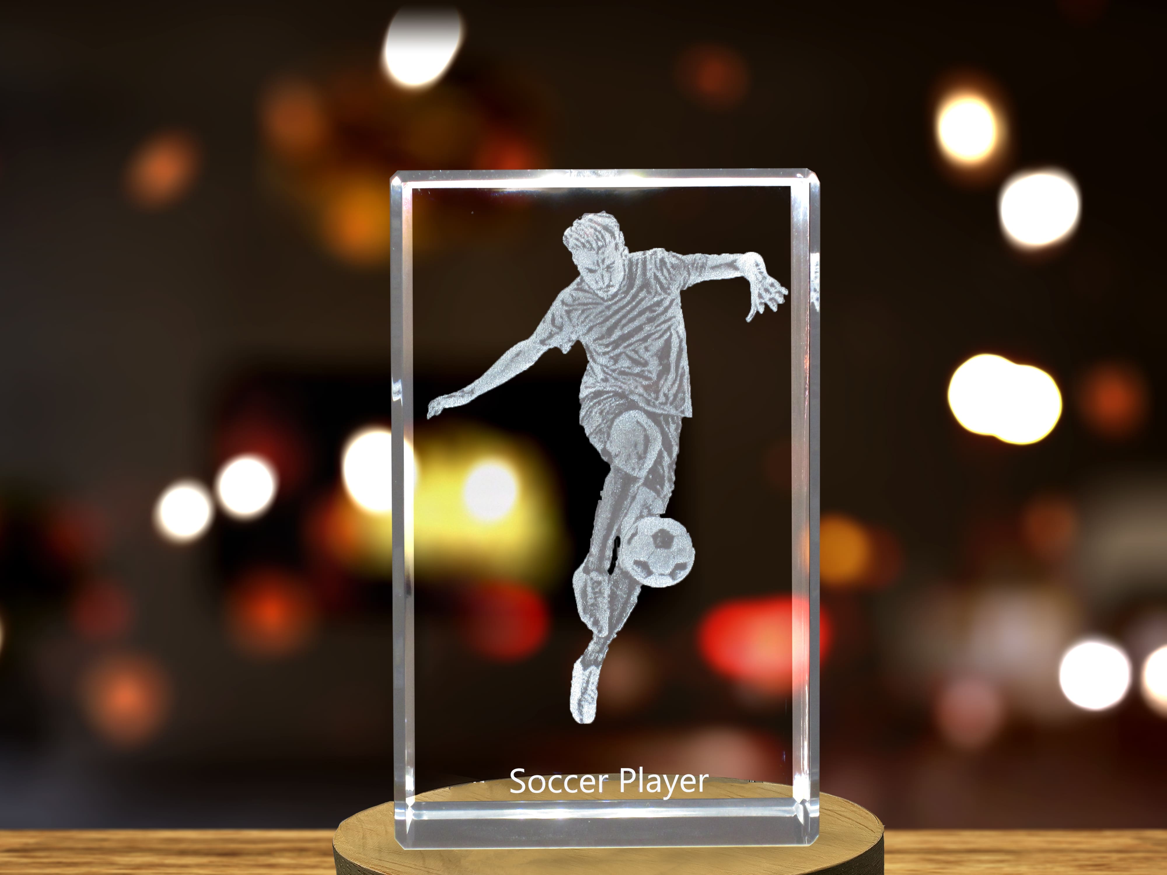 Soccer Player 3D Engraved Crystal | 3D Engraved Crystal | Sport Gift A&B Crystal Collection
