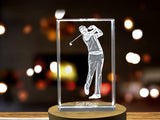 Golf Player 3D Engraved Crystal 3D Engraved Crystal Keepsake/Gift/Decor/Collectible/Souvenir A&B Crystal Collection