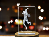 Tennis Player 3D Engraved Crystal 3D Engraved Crystal Keepsake/Gift/Decor/Collectible/Souvenir A&B Crystal Collection