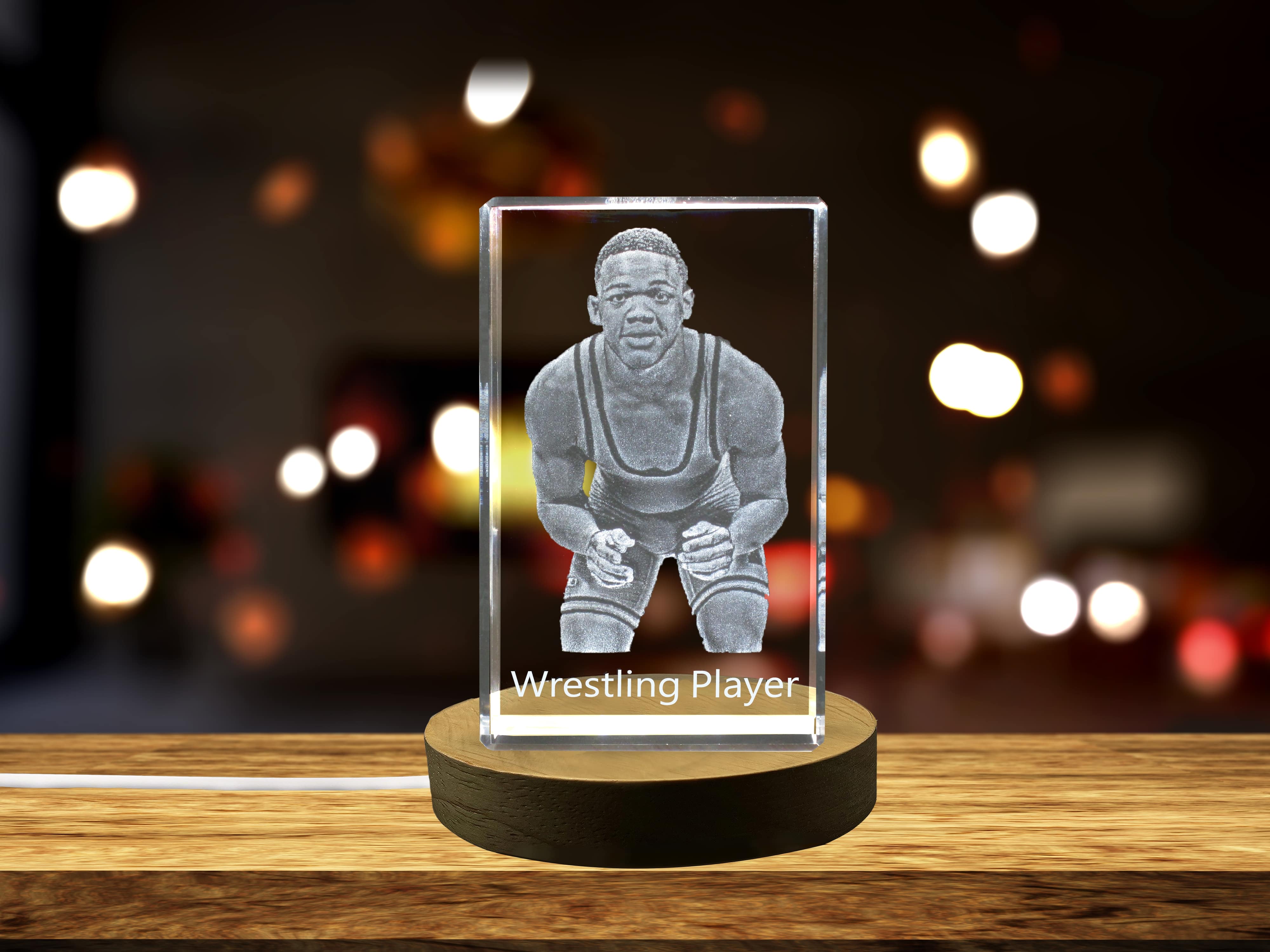 Wrestling Player 3D Engraved Crystal 3D Engraved Crystal Keepsake/Gift/Decor/Collectible/Souvenir A&B Crystal Collection