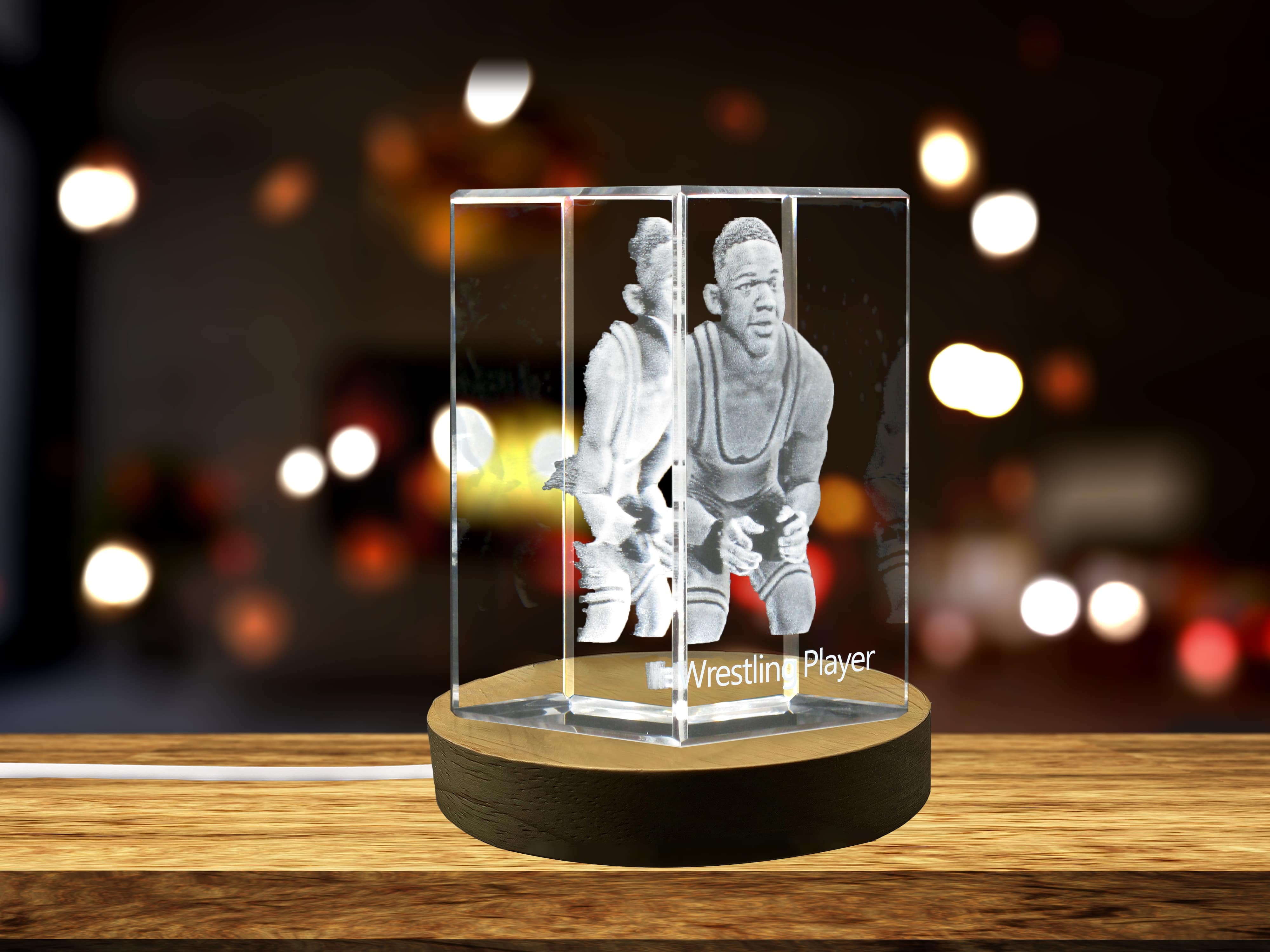 Wrestling Player 3D Engraved Crystal 3D Engraved Crystal Keepsake/Gift/Decor/Collectible/Souvenir A&B Crystal Collection