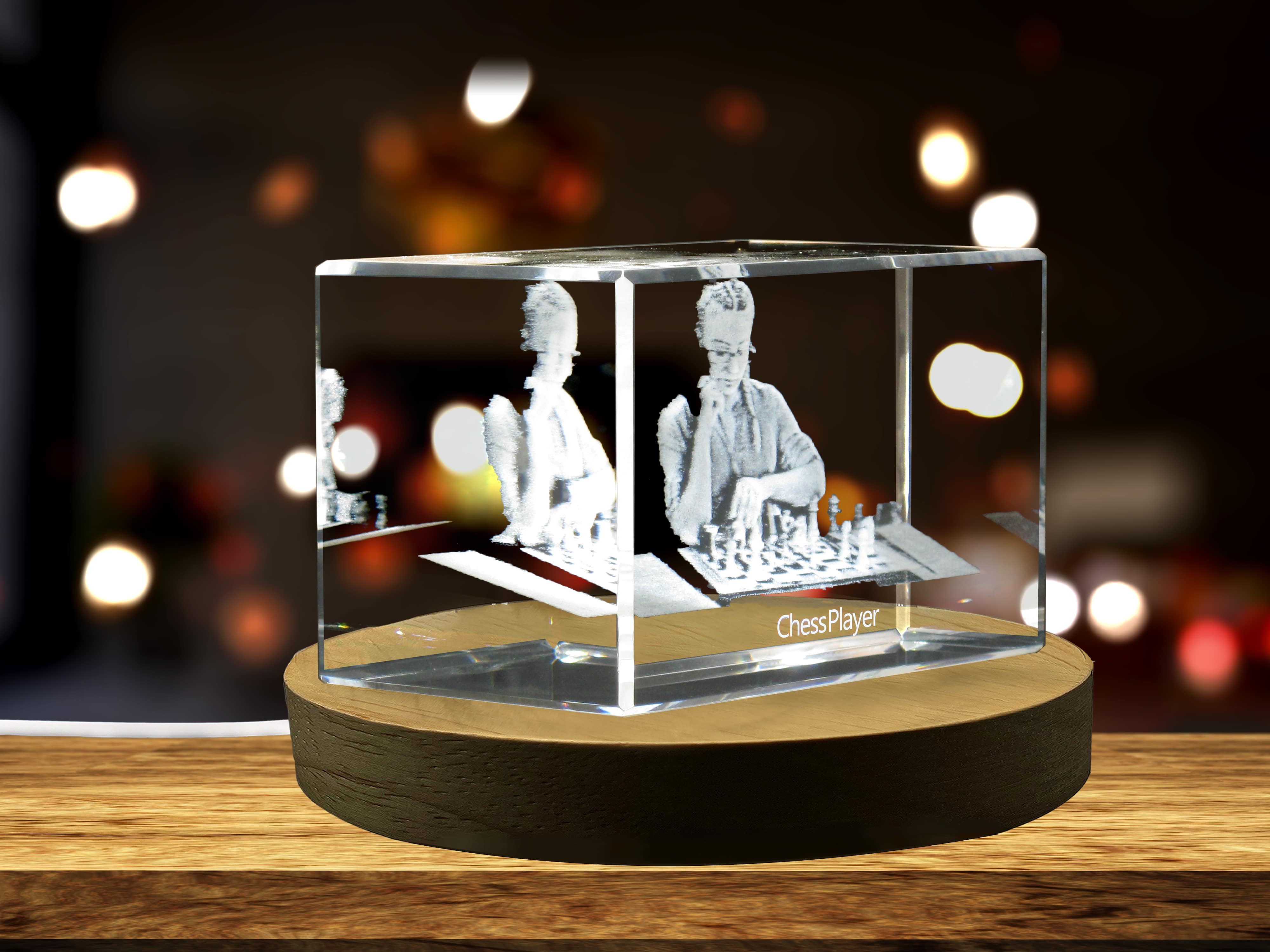 Chess Player 3D Engraved Crystal 3D Engraved Crystal Keepsake/Gift/Decor/Collectible/Souvenir A&B Crystal Collection