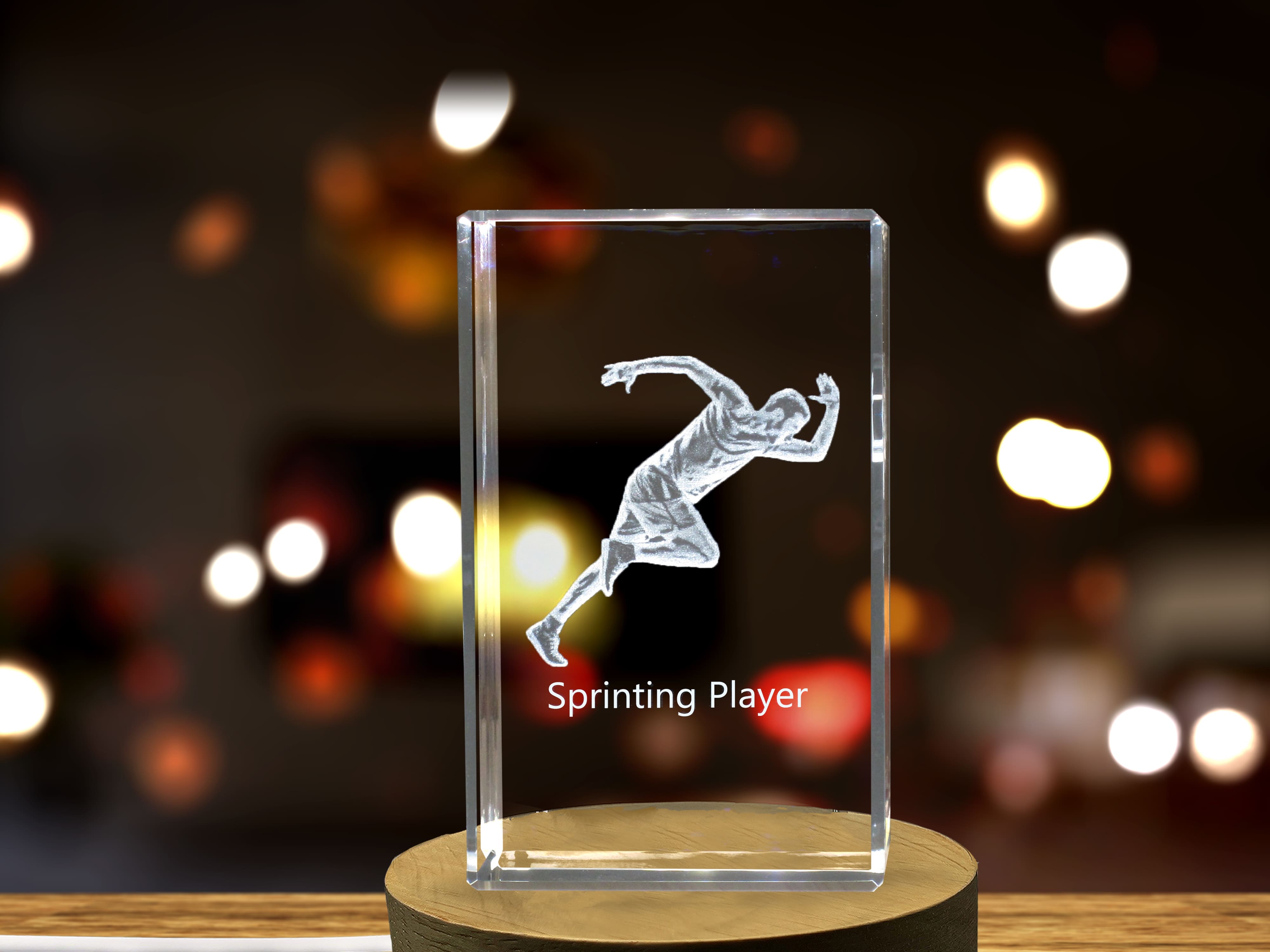 Sprinting Player 3D Engraved Crystal 3D Engraved Crystal Keepsake/Gift/Decor/Collectible/Souvenir A&B Crystal Collection