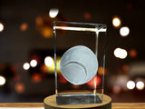 Baseball Art | 3D Engraved Crystal Keepsake with LED Base Light A&B Crystal Collection