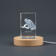 Recognition Table Tennis Player 3D Engraved Crystal Trophy Award with LED Light - Elegant Keepsake