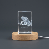 Recognition Table Tennis Player 3D Engraved Crystal Trophy Award with LED Light - Elegant Keepsake