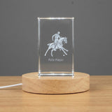Polo Player 3D Engraved Crystal Trophy Award — Made in Canada