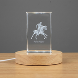 Polo Player 3D Engraved Crystal Trophy Award - Exquisite Recognition Keepsake for Polo Enthusiasts