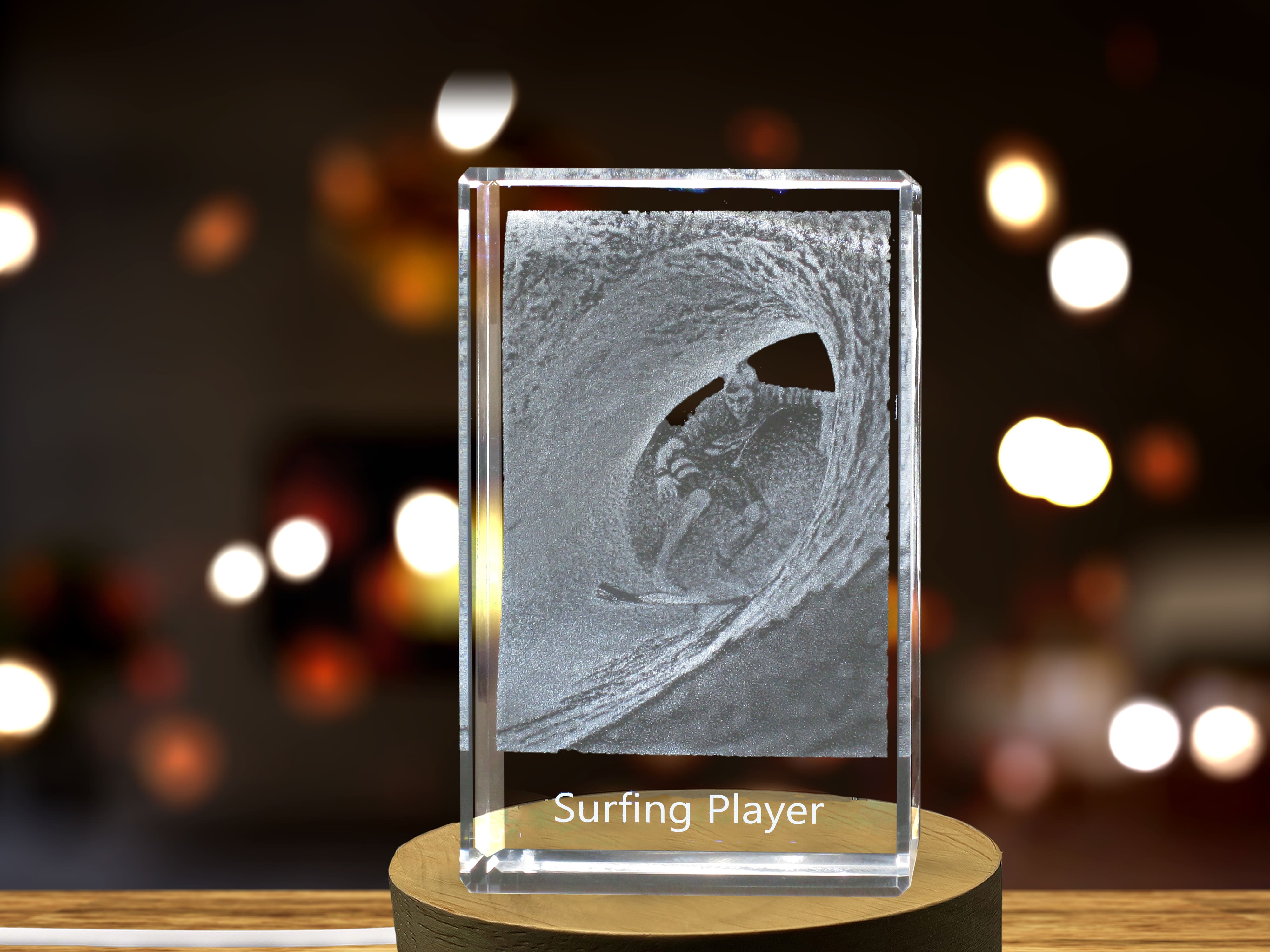 Surfing Player 3D Engraved Crystal 3D Engraved Crystal Keepsake/Gift/Decor/Collectible/Souvenir A&B Crystal Collection